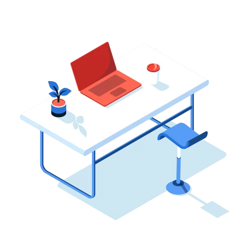 Grafik Clean Desk - ein aufgeräumter Schreibtisch ohne Papier und Chaos
